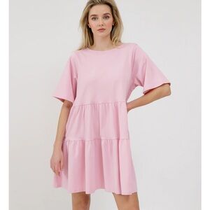 Brunette The Label Pink Tiered Dress with Bows